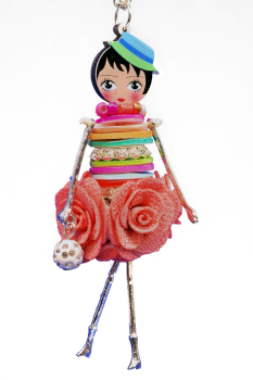Bonsny Damen Kinder Halskette mit handgemachter Shell Kristall Puppe Anhänger 10 cm Kette aus Zinklegierung 70cm